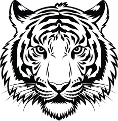 Tiger anger face illustration evoking a sense of awe and respect for the untamed world.