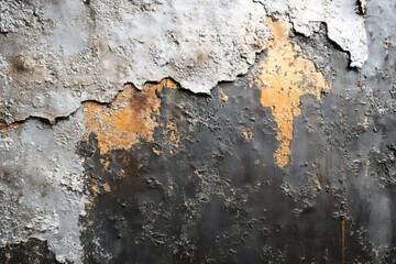 Obraz premium Old weathered wall showing signs of decaying paint in silver, gold and black colors