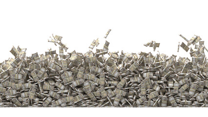 A mountain of indian rupee bills falling