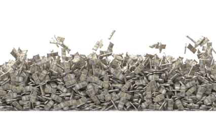 A mountain of indian rupee bills falling