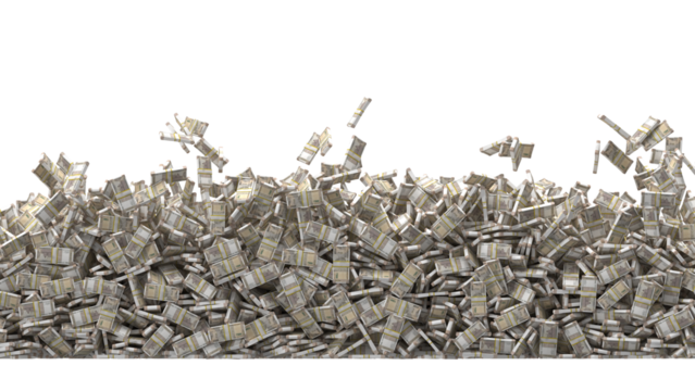 A mountain of indian rupee bills falling