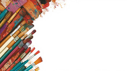 Corner borders filled with craft supplies like paintbrushes, yarn, fabric swatches, and handmade items to celebrate National Craft Month