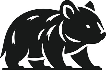 black and white cartoon illustration of a wombat