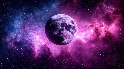 Obraz premium Cosmic moon, nebulae, space