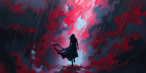 Fototapeta premium Surreal Mindscape, Emotional Artwork, Dreamlike Illustration, Ethereal Aesthetic, Abstract Emotions, Thoughtful Sadness
