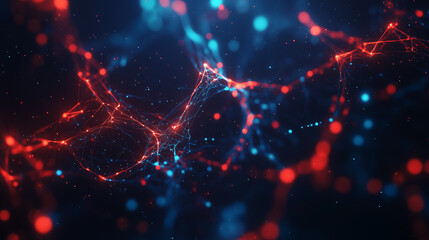 Floating Brain and Circuit Board Fusion with Quantum Particles Flowing in Dark Blue Chaos