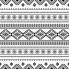 Ancient echoes Aztec geometric seamless pattern southwest Navajo Native American tribal ethnic black and white for textile printing
