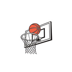 Naklejka premium basketball hoop and ball in the basket