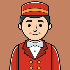 Hotel Bellhop Icon: A classic bellhop illustration, with a charming presence, embodies the spirit of hospitality in a welcoming depiction.