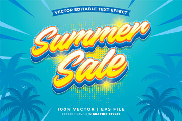 Summer sale editable text effect template. Editable text style effect summer sale theme suitable to celebrate the summer event.