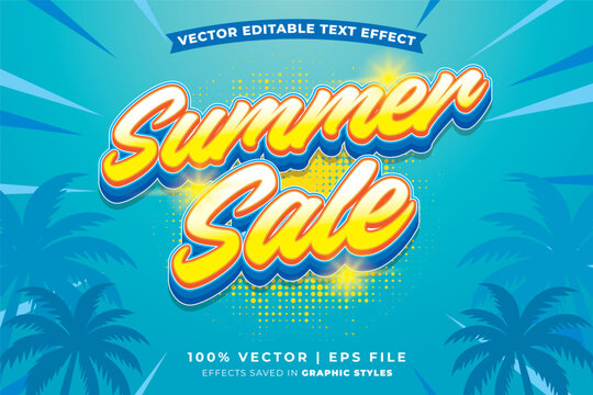 Summer sale editable text effect template. Editable text style effect summer sale theme suitable to celebrate the summer event.