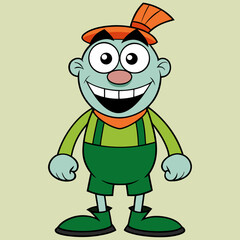 Naklejka premium Cheerful Character Illustration: A whimsical cartoon character with a wide grin, exuding charm and playfulness, perfect for illustrating lighthearted themes.