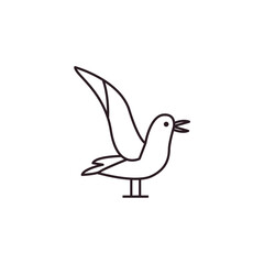 bird animal silhouette symbol sign line icon vector seagull