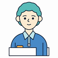 Fototapeta premium Illustration of Doctor or Nurse in Uniform: a friendly and reassuring illustration of a healthcare worker, dressed in a clean, minimalist style. Ready to serve.