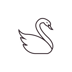 bird animal silhouette symbol sign line icon vector swan