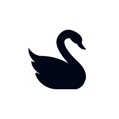 bird animal silhouette symbol sign line icon vector swan
