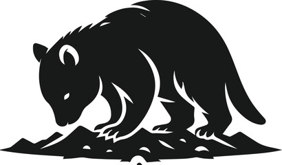 silhouette of a wombat