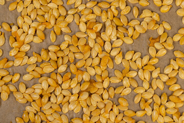a group of seeds suitable for food during the preparation for drying