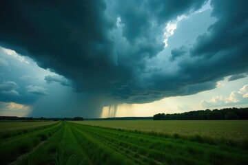 Obraz premium Stormy sky with dark clouds in the Niederrhein region, wind, landscape