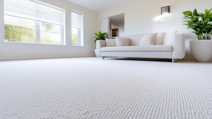 Modern living room with cream carpet and sofa