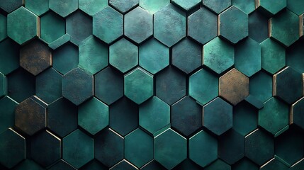Teal Hexagon Pattern Abstract Background Texture. AI Generated