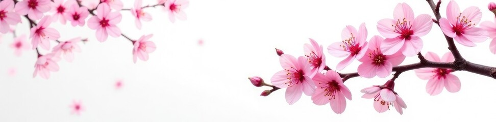 stunning white background with blooming cherry blossoms, tree branches, blossoming