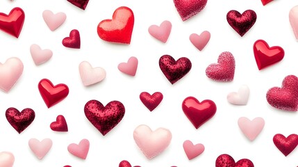 White Background with Scattered Hearts.