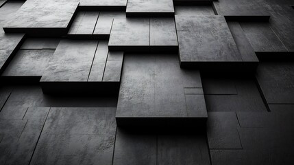 Dark Grey Textured Cubes Abstract Background. AI Generated