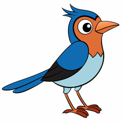 Cheerful Cartoon Bird: A whimsical illustration of a brightly colored bird, full of life and personality, standing and staring. Perfect for adding a touch of joy and playfulness.