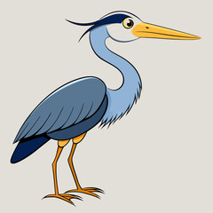 Obraz premium Great Blue Heron Cartoon: A friendly cartoon illustration of a Great Blue Heron, showcasing its elegant posture and distinctive features. 