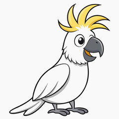 Obraz premium Joyful Cockatoo: A cheerful cockatoo with its striking crest and bright yellow and white feathers, perched against a clean background, its beak slightly open in a smile. 