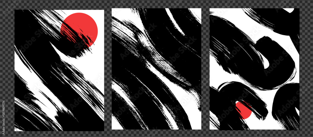 Poster abstract paint brush stroke backgrounds – vector graphic posters with bold pattern overlay