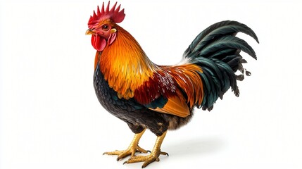 Fototapeta premium Rooster portrait against white