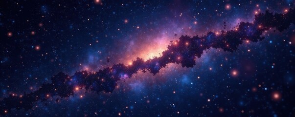 Naklejka premium Celestial canvas of twinkling stars against inky blackness , universe, nebula