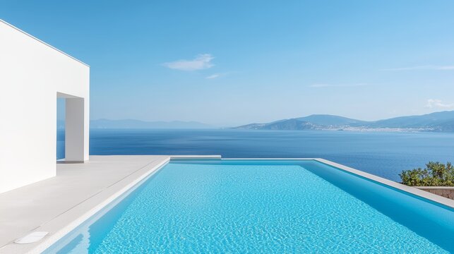 Luxury poolside retreat coastal villa photography serene waters panoramic view tranquil escape