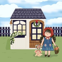 House, home, dolls, playground, play house, cute, cute girls, flowers, floral, landscape 