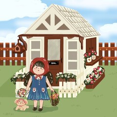 House, home, dolls, playground, play house, cute, cute girls, flowers, floral, landscape 