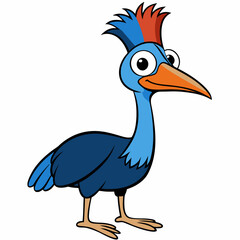 Obraz premium Whimsical Cassowary Cartoon: Adorable cartoon cassowary with vibrant plumage and playful eyes standing, radiating childlike wonder and innocence.