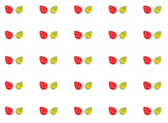 Seamless pattern of colorful Easter eggs with a cheerful and unique design suitable for Easter-themed decorations, textiles, and graphic backgrounds.