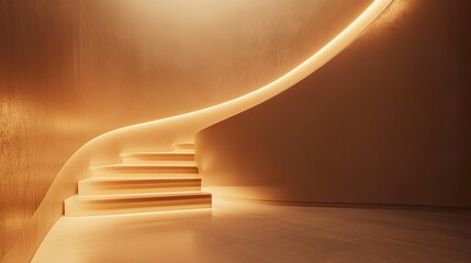 Naklejka premium Modern minimalist wall mockup, clean and neutral-toned wall illuminated by soft volumetric light, creating depth and texture, perfect for showcasing art or design, wide-angle corner view. 