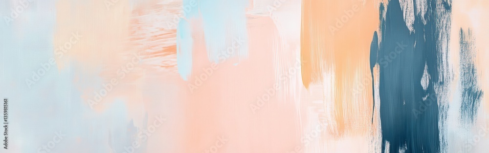 Poster muted peach and blue abstract art with soft pencil strokes creating a soothing atmosphere in an arti