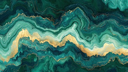 Fototapeta premium Abstract teal and gold marble pattern