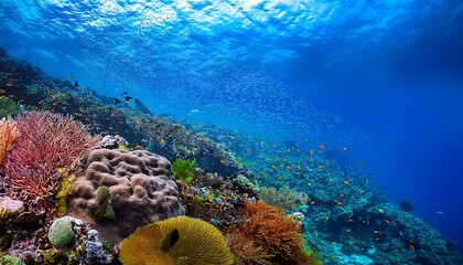 Colorful Underwater Coral Reef with Tropical Fish