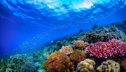 Colorful Underwater Coral Reef with Tropical Fish