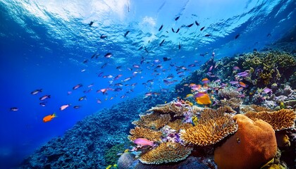 Colorful Underwater Coral Reef with Tropical Fish