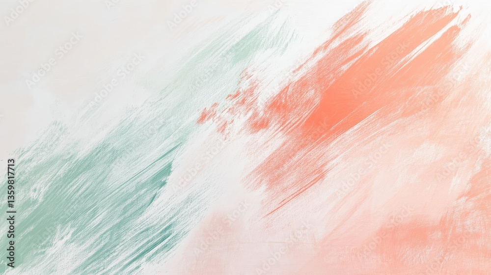 Fototapete Soft color strokes blend harmoniously on a minimalist white background creating a serene and artistic atmosphere for contemplation