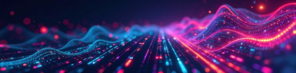 Naklejka premium Colorful digital elements on a futuristic background , illustration, futuristic