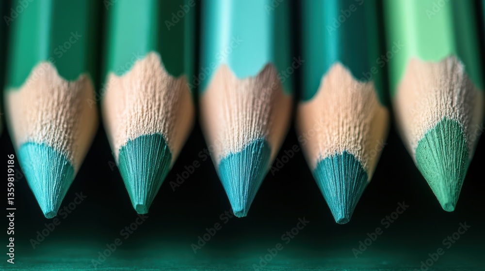 Poster Gradient of green pencil strokes arranged in a minimalist design for artistic expression