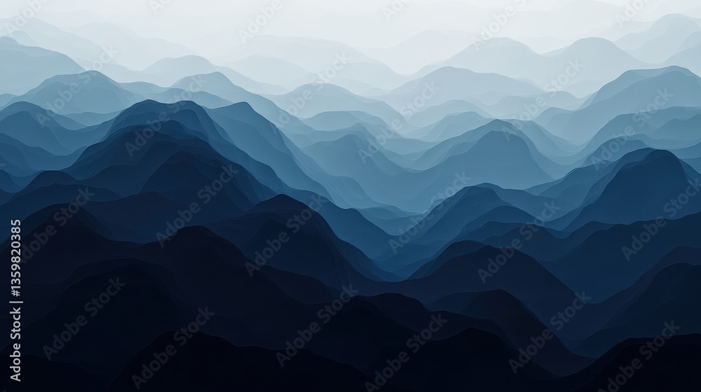 Aufkleber muted gradient pencil strokes create a serene mountainous background evoking calm and tranquility
