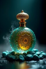 Ornate Perfume Bottle with Mist Luxurious